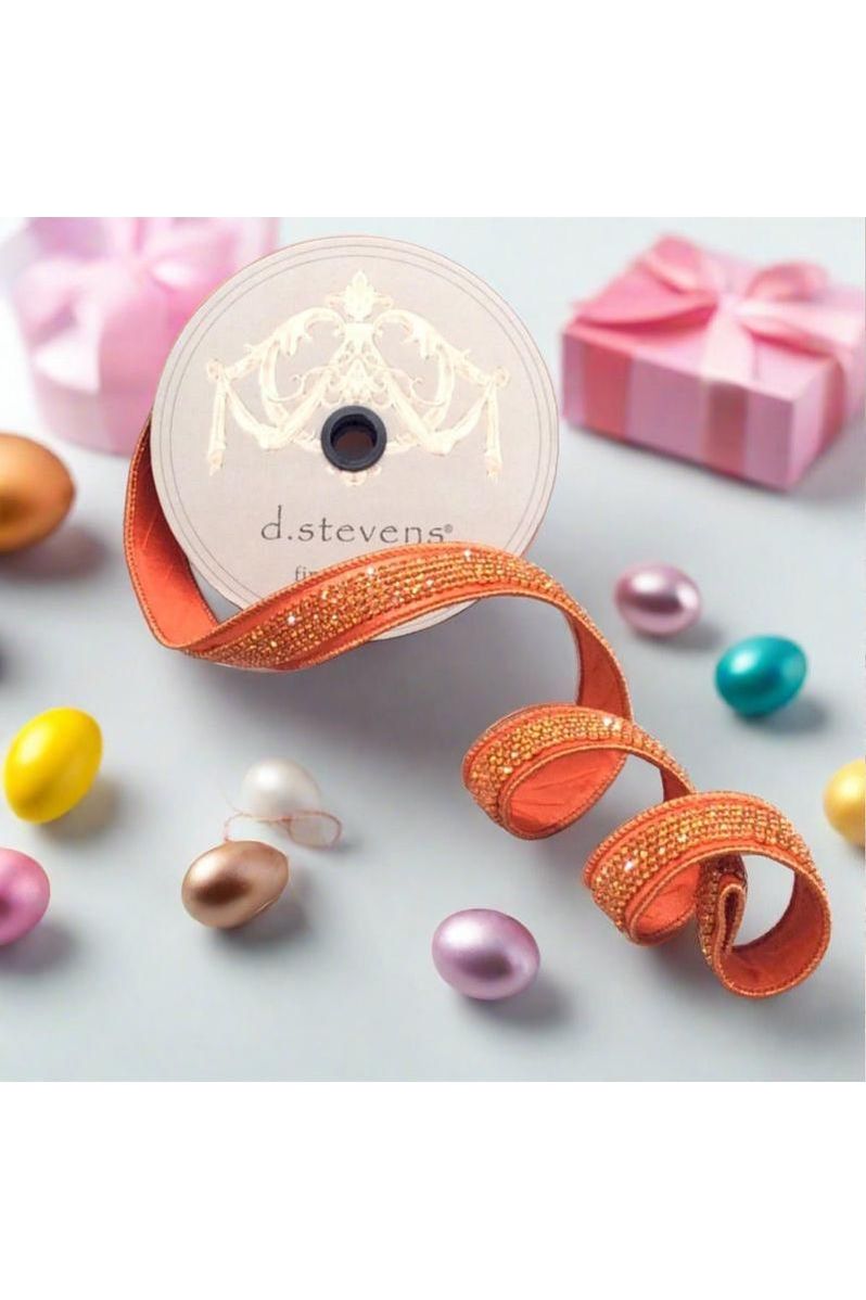 Shop For 1.5" Metallic Dupion Duchess Jewel Ribbon: Orange (10 Yards) at Michelle's aDOORable Creations