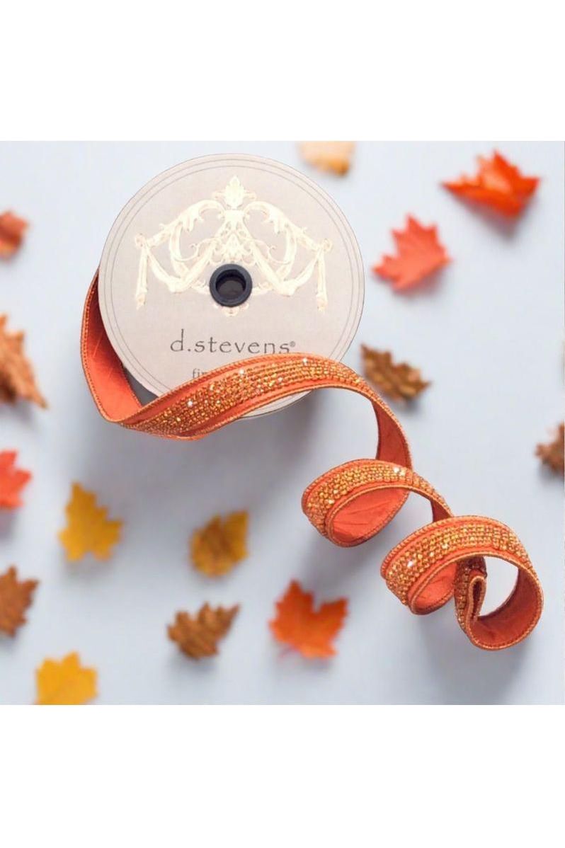 Shop For 1.5" Metallic Dupion Duchess Jewel Ribbon: Orange (10 Yards) at Michelle's aDOORable Creations