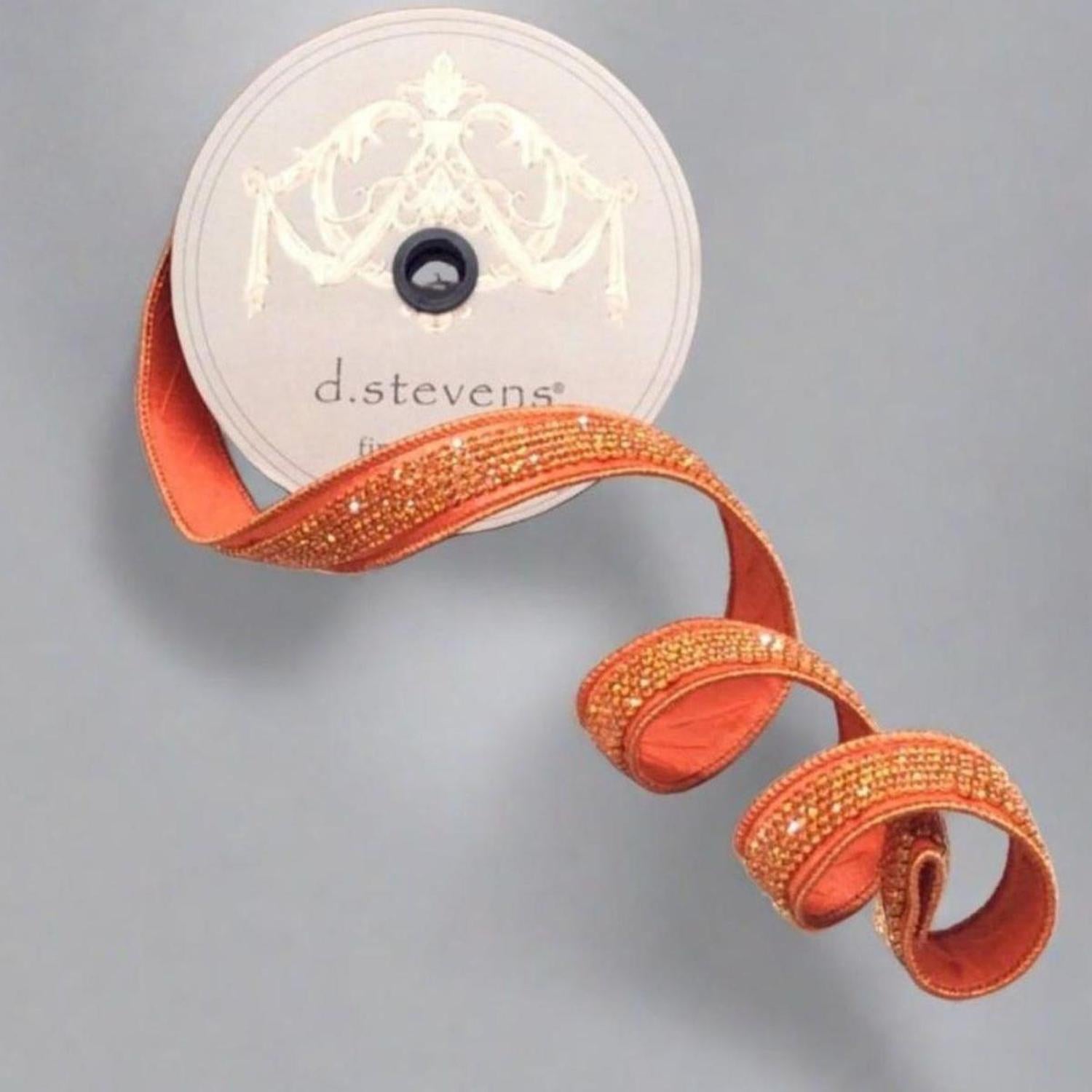 1" Metallic Dupion Duchess Jewel Ribbon: Orange (5 Yards)