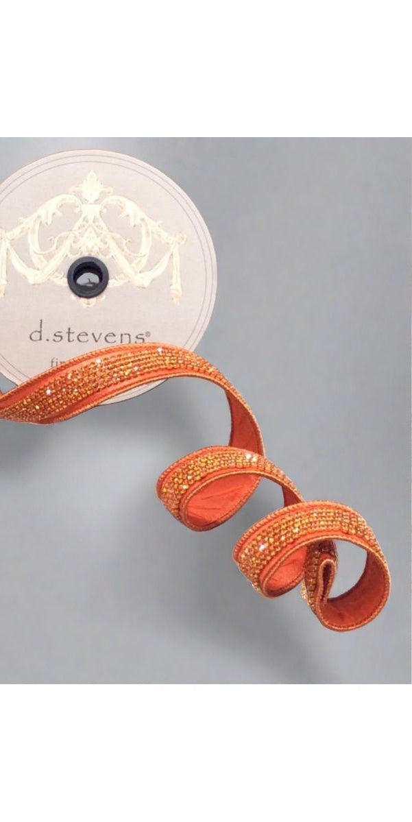 1.5" Metallic Dupion Duchess Jewel Ribbon: Orange (10 Yards) - Michelle's aDOORable Creations - Wired Edge Ribbon