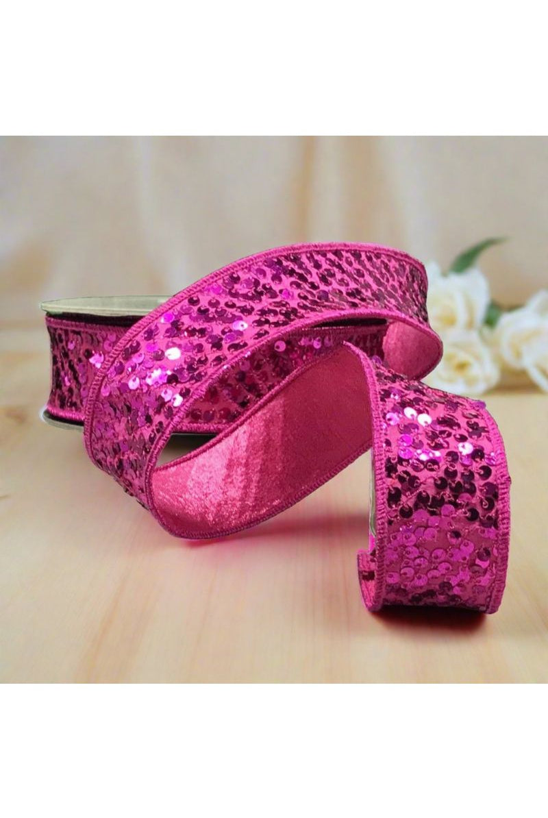 Shop For 1.5" Metallic Sequin Ribbon: Hot Pink (10 Yards) 05-0895