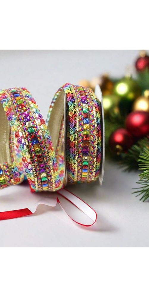 1.5" Multi Color Ribbon: Gold (10 Yards) - Michelle's aDOORable Creations - Wired Edge Ribbon