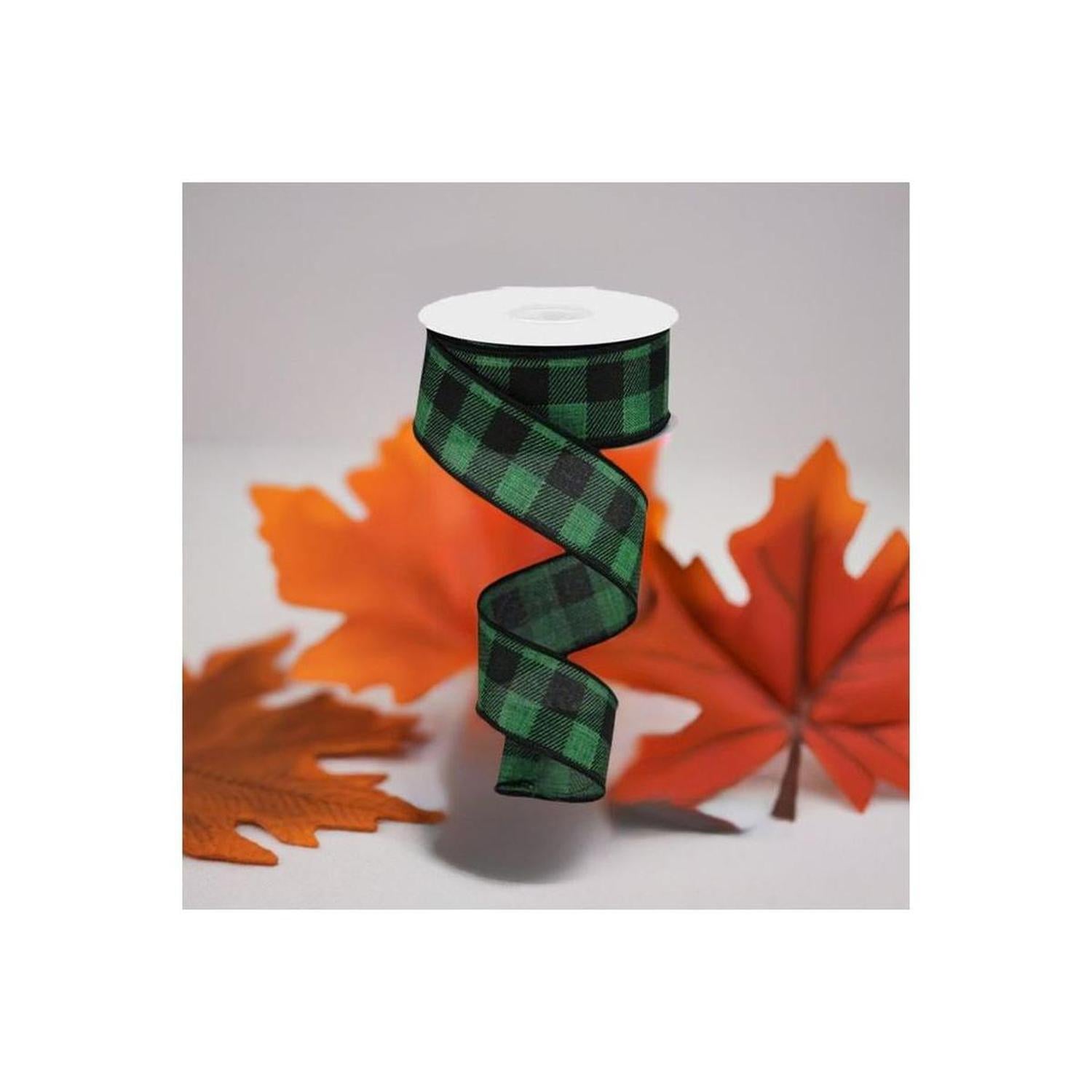Shop For 1.5" Printed Plaid Check Ribbon: Emerald Green (10 Yards) at Michelle's aDOORable Creations