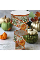 1.5" Pumpkin Foliage Ribbon: Light Natural (10 Yards) - Michelle's aDOORable Creations - Wired Edge Ribbon