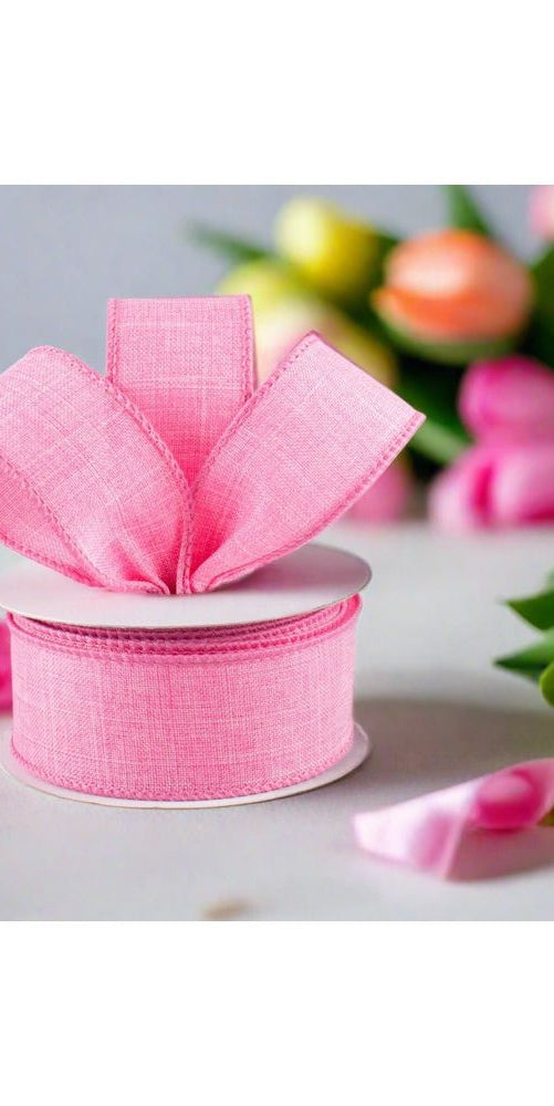 1.5" Royal Burlap Ribbon: Pink (10 Yards) - Michelle's aDOORable Creations - Wired Edge Ribbon