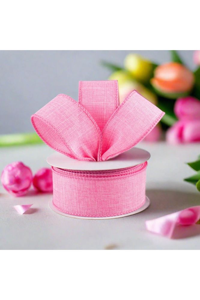 1.5" Royal Burlap Ribbon: Pink (10 Yards) - Michelle's aDOORable Creations - Wired Edge Ribbon