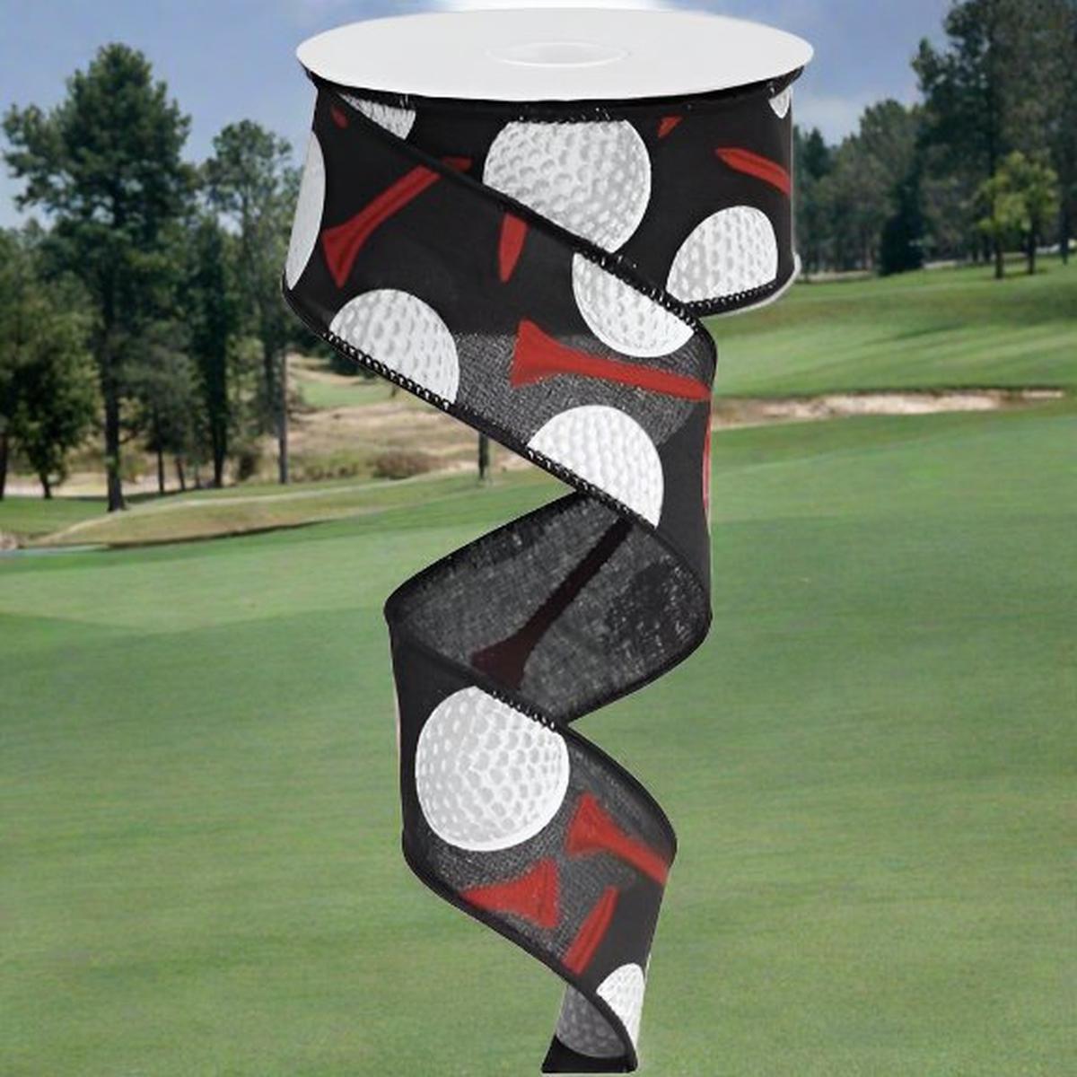 Shop For 1.5" Royal Canvas Golf Balls & Tee Ribbon: Black (10 Yards) at Michelle's aDOORable Creations