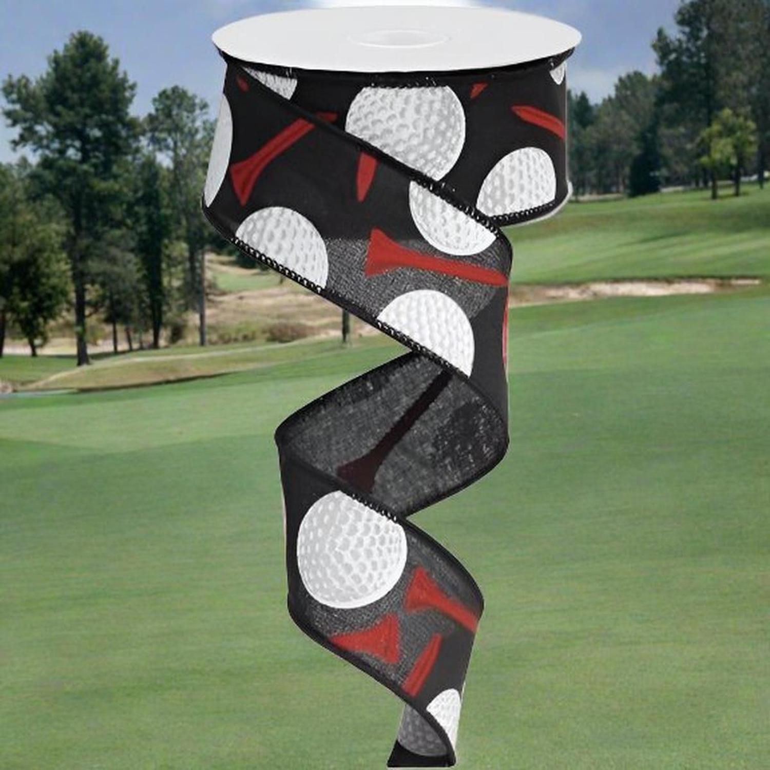 Shop For 1.5" Royal Canvas Golf Balls & Tee Ribbon: Black (10 Yards) at Michelle's aDOORable Creations