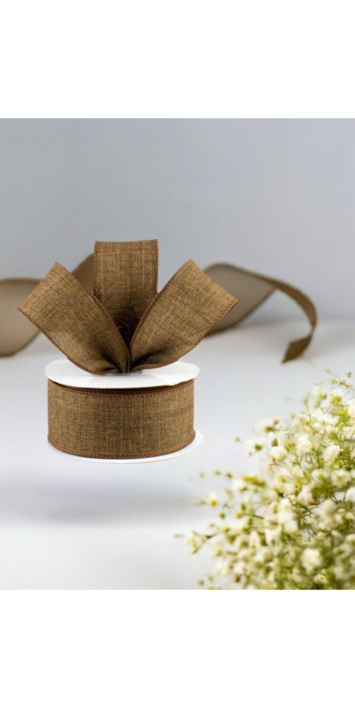 1.5" Royal Canvas Ribbon: Brown (10 Yards) - Michelle's aDOORable Creations - Wired Edge Ribbon