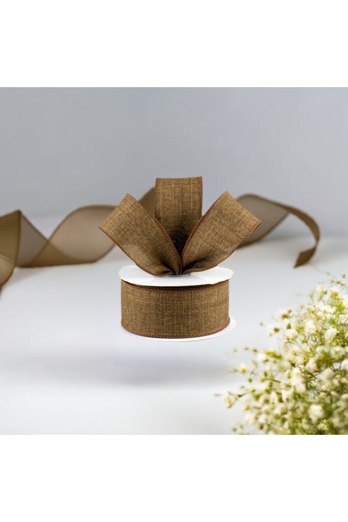 1.5" Royal Canvas Ribbon: Brown (10 Yards) - Michelle's aDOORable Creations - Wired Edge Ribbon