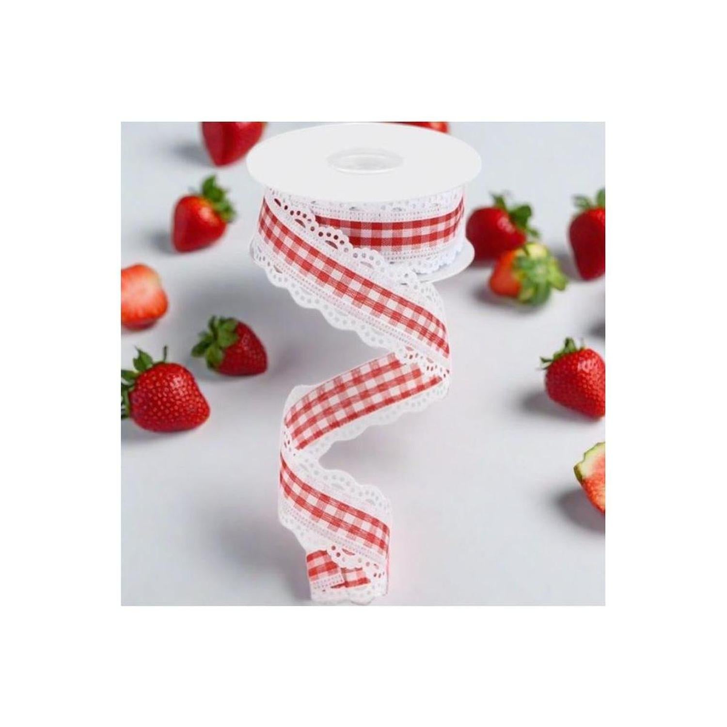 Shop For 1.5" Scalloped Edge Gingham Ribbon: Red & White (10 Yard) at Michelle's aDOORable Creations