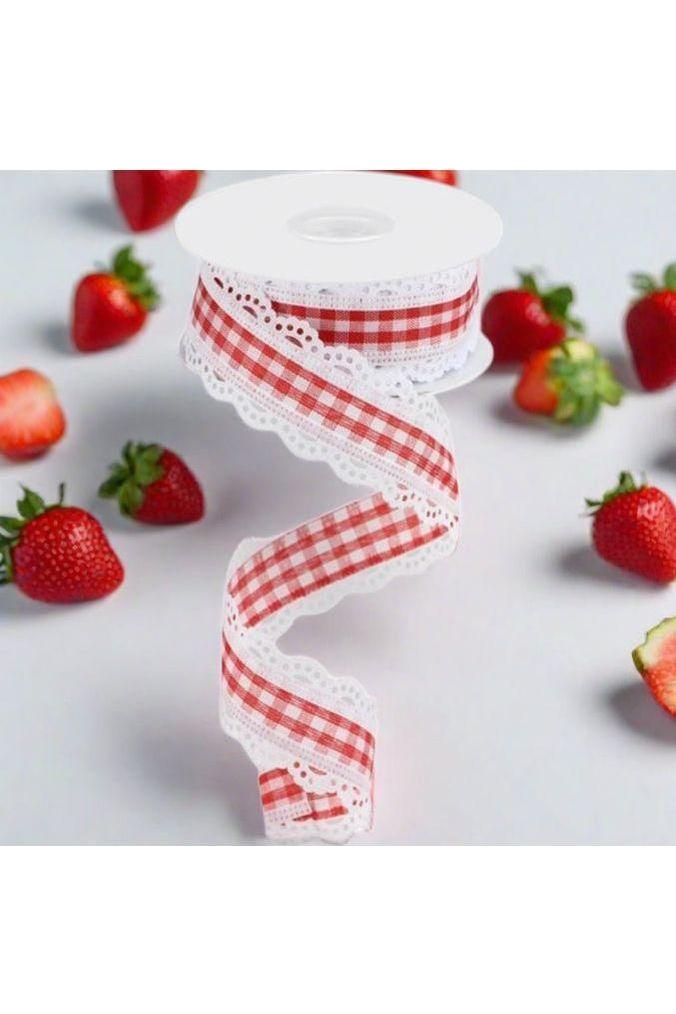 Shop For 1.5" Scalloped Edge Gingham Ribbon: Red & White (10 Yard) at Michelle's aDOORable Creations