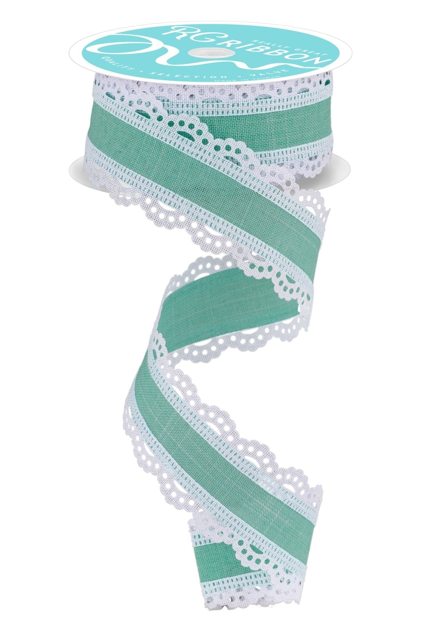 1.5" Scalloped Edge Ribbon: Mint Green (10 Yard) - Michelle's aDOORable Creations - Wired Edge Ribbon