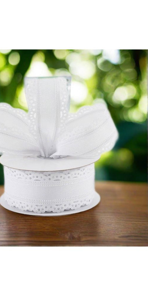1.5" Scalloped Edge Ribbon: White (10 Yard) - Michelle's aDOORable Creations - Wired Edge Ribbon