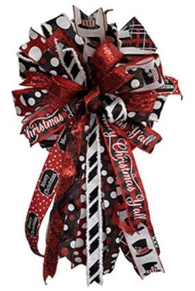 1.5" Snowflake Ribbon: Black & Red (10 Yards) - Michelle's aDOORable Creations - Wired Edge Ribbon