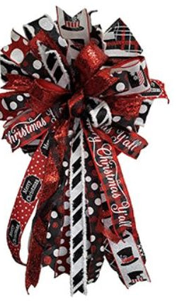 1.5" Snowflake Ribbon: Black & Red (10 Yards) - Michelle's aDOORable Creations - Wired Edge Ribbon