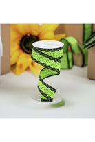 1.5" Swiss Dots Lace Edge Ribbon: Lime Green (10 Yards) - Michelle's aDOORable Creations - Wired Edge Ribbon