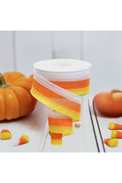 1.5" Tricolor Striped Ribbon: Orange/White, Yellow (10 Yards) - Michelle's aDOORable Creations - Wired Edge Ribbon