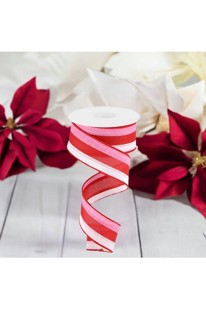 Shop For 1.5" Tricolor Striped Ribbon: White, Pink, and Red (10 Yards) at Michelle's aDOORable Creations