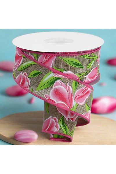 Shop For 1.5" Tulips on Royal Ribbon: Pink (10 Yards) RGE1146Y2