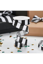 1.5" Wide Stripe Ribbon: Black & White (10 Yard) - Michelle's aDOORable Creations - Wired Edge Ribbon