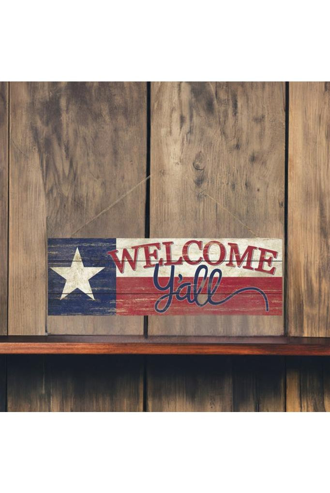Shop For 15" Wood Sign: Texas Flag Welcome Y'all Sign AP805636