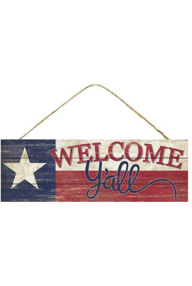 Shop For 15" Wood Sign: Texas Flag Welcome Y'all Sign AP805636