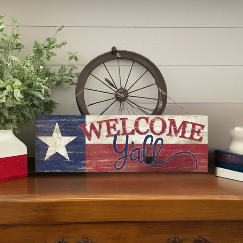 Shop For 15" Wood Sign: Texas Flag Welcome Y'all Sign at Michelle's aDOORable Creations