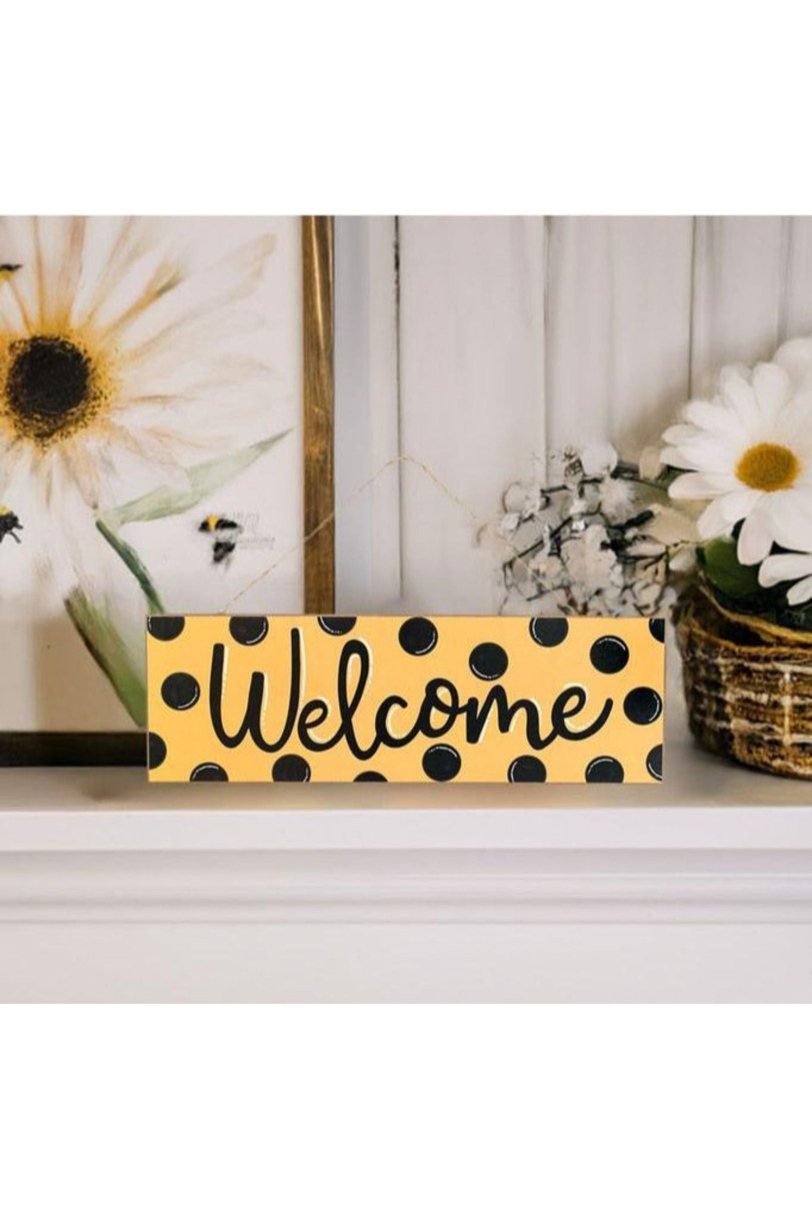 Shop For 15" Wood Sign: Yellow Black Welcome at Michelle's aDOORable Creations