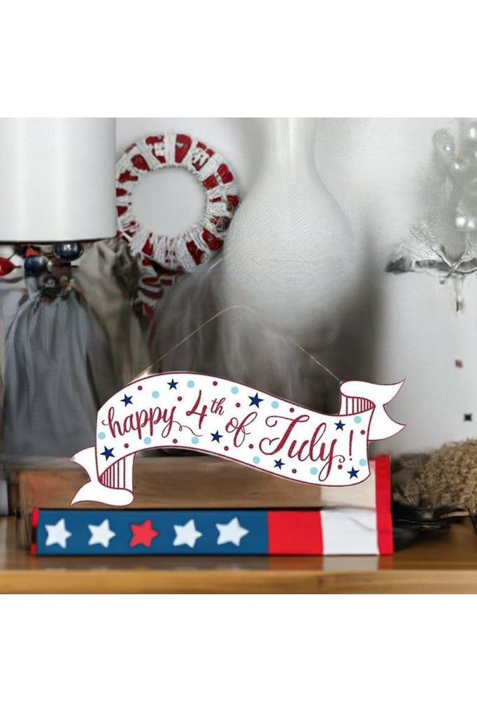 15" Wooden Banner Sign: Happy 4th of July - Michelle's aDOORable Creations - Wooden/Metal Signs