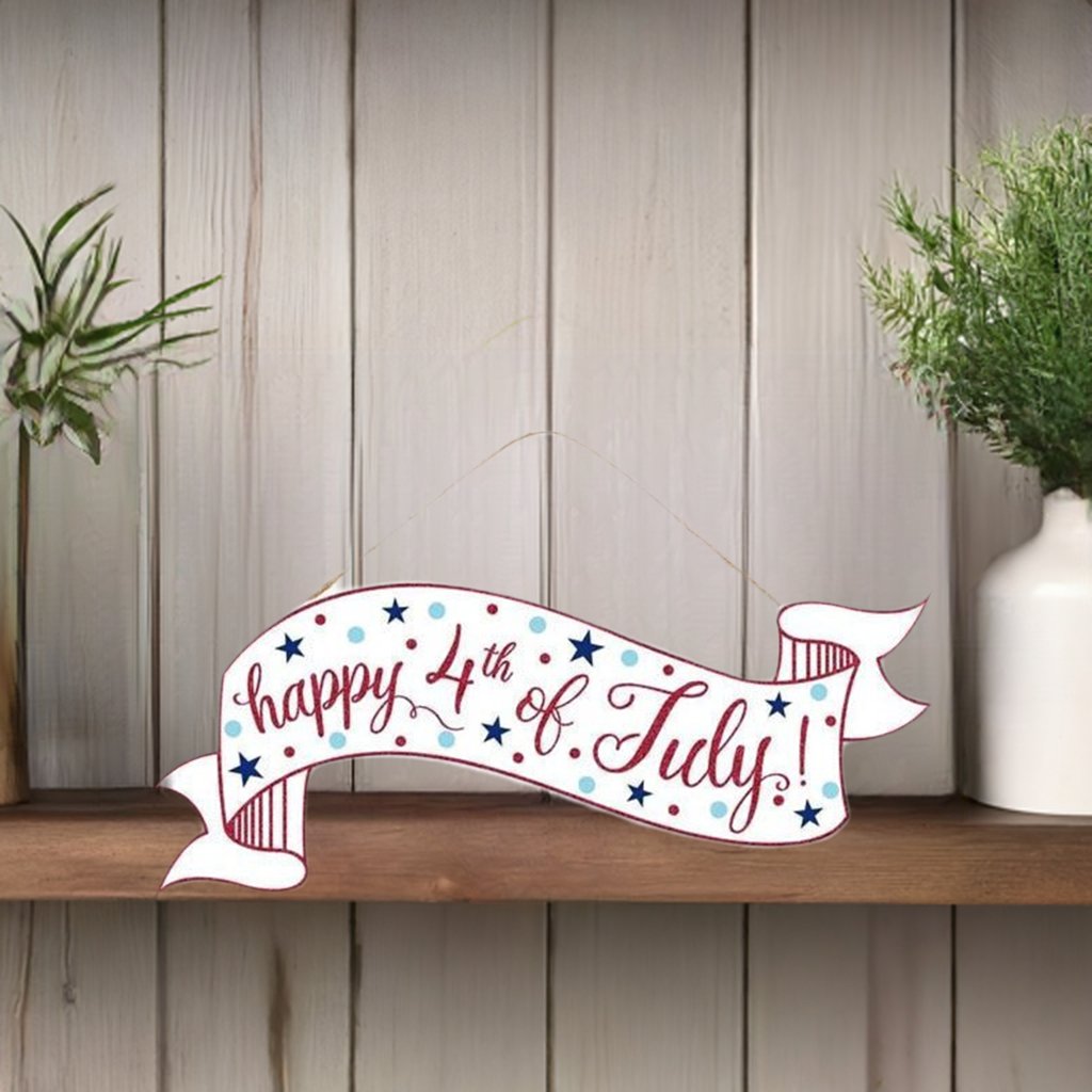 Shop For 15" Wooden Banner Sign: Happy 4th of July at Michelle's aDOORable Creations