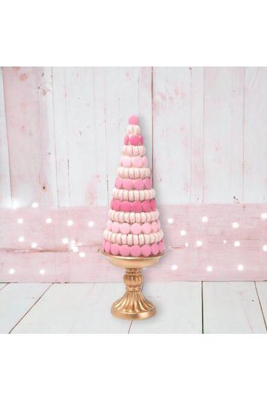 2 Pink Ombre macaroon trees on pedestal & store gingerbread pillows