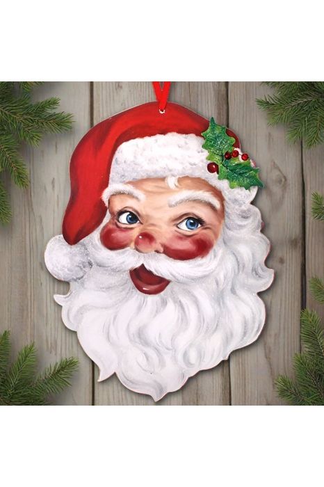 16" Retro Santa Head Ornament Wall Piece - Michelle's aDOORable Creations - Wooden/Metal Signs