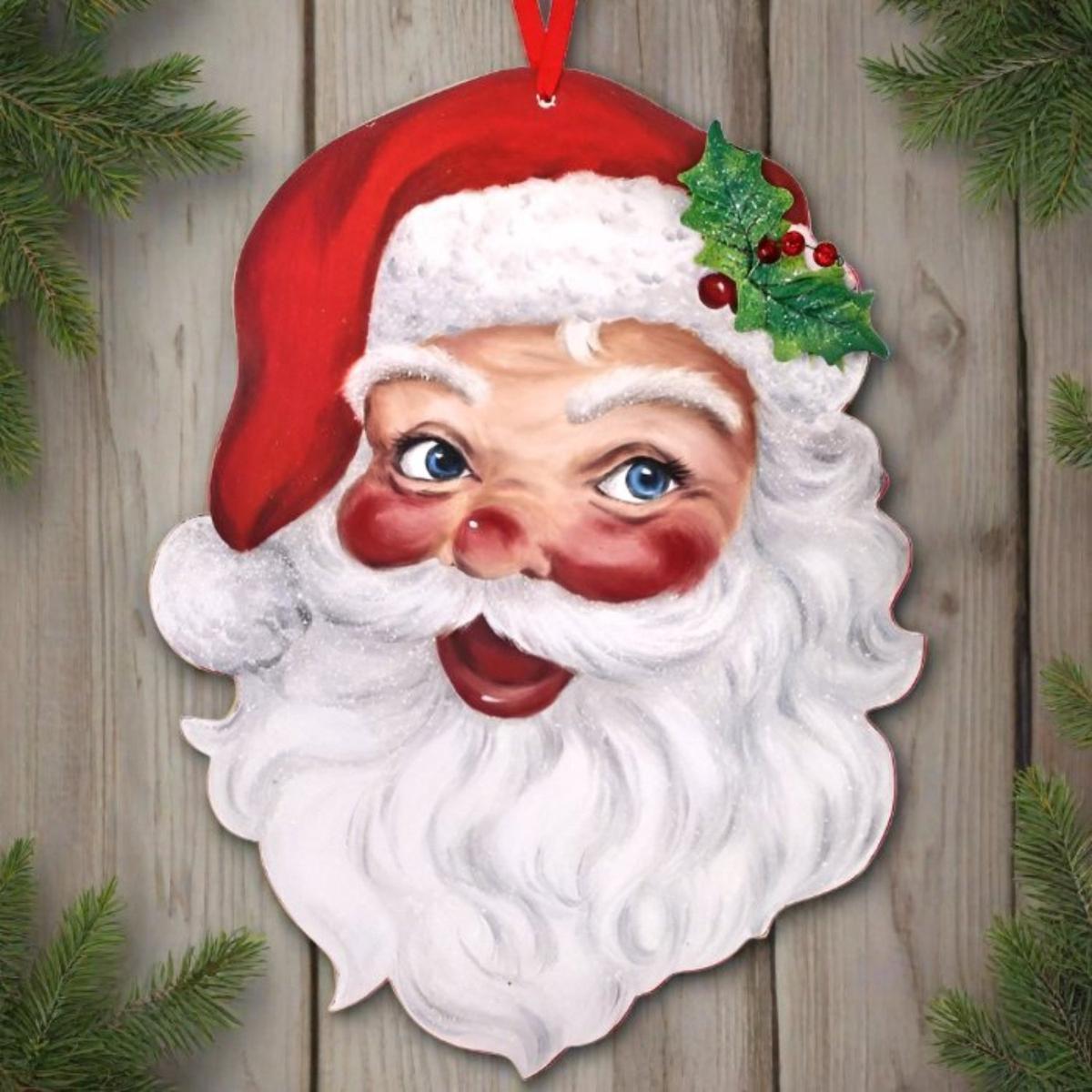 Shop For 16" Retro Santa Head Ornament Wall Piece at Michelle's aDOORable Creations