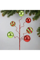 19" Glitter Ball Pick: Red & Lime - Michelle's aDOORable Creations - Sprays and Picks