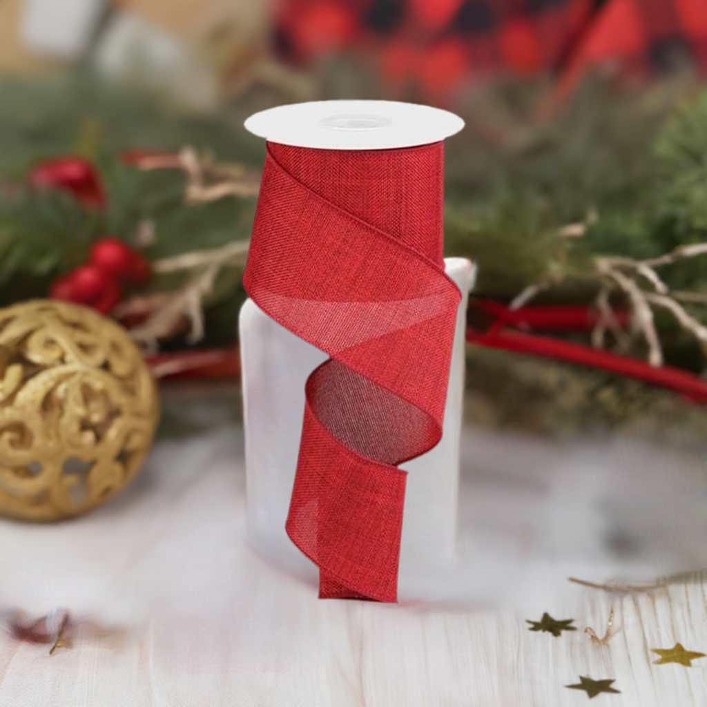 Shop For 2.5" Thick Royal Burlap Ribbon: Dark Red (10 Yards) at Michelle's aDOORable Creations