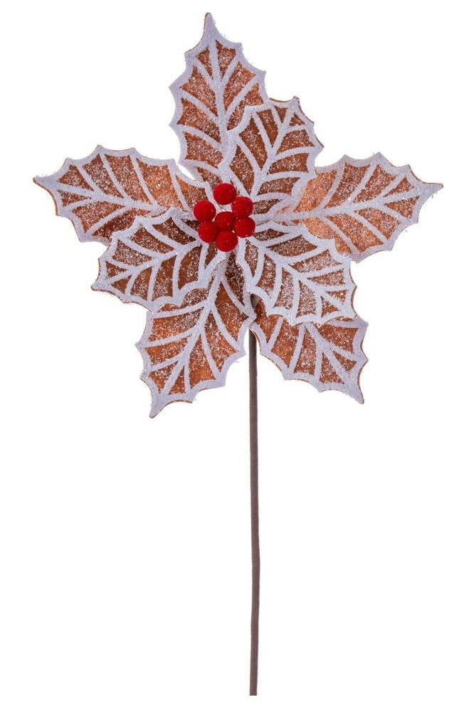 Shop For 23" Brown/White Poinsettia Artificial Christmas Stem (Pack Of 3) EH235743