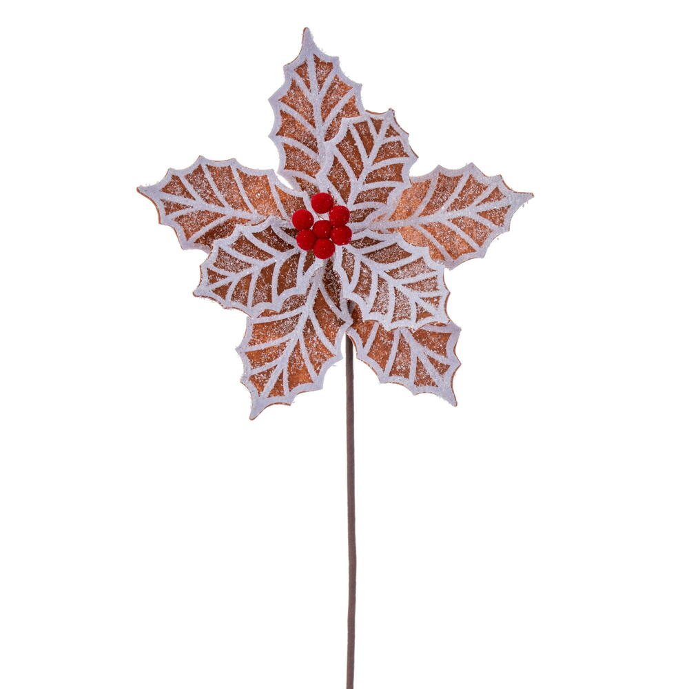 Shop For 23" Brown/White Poinsettia Artificial Christmas Stem (Pack Of 3) at Michelle's aDOORable Creations