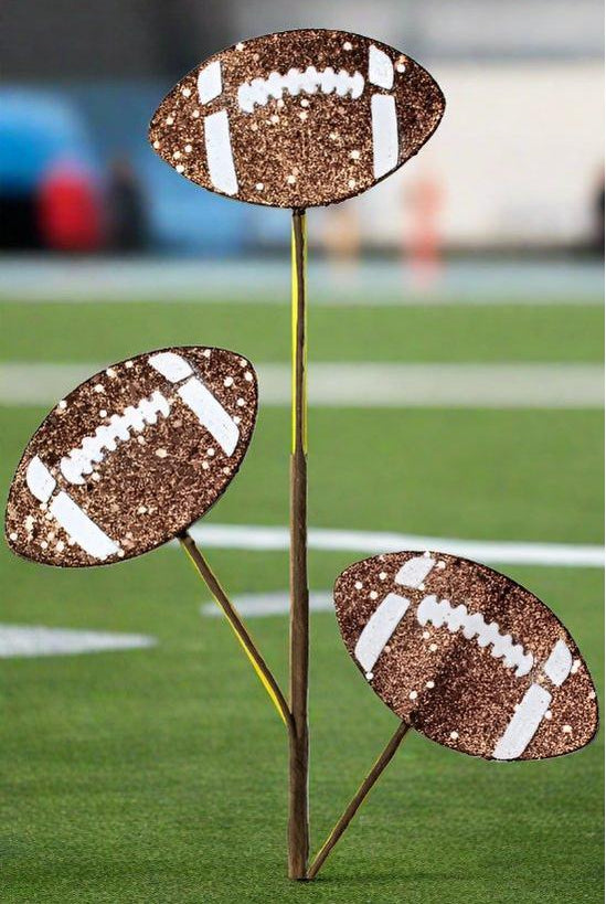 24" Glitter Football Floral Spray: Brown - Michelle's aDOORable Creations - Sprays and Picks