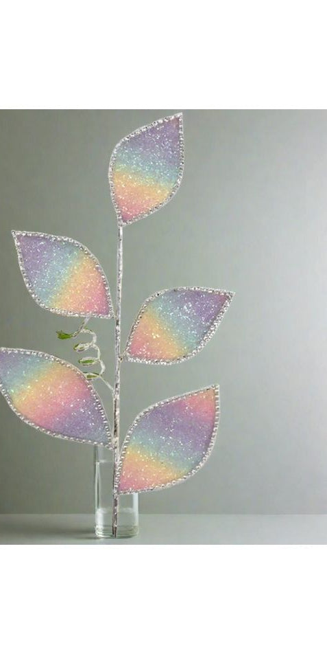24" Rainbow Ombre Leaf Spray - Michelle's aDOORable Creations - Sprays and Picks