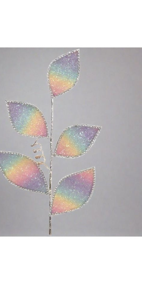 24" Rainbow Ombre Leaf Spray - Michelle's aDOORable Creations - Sprays and Picks