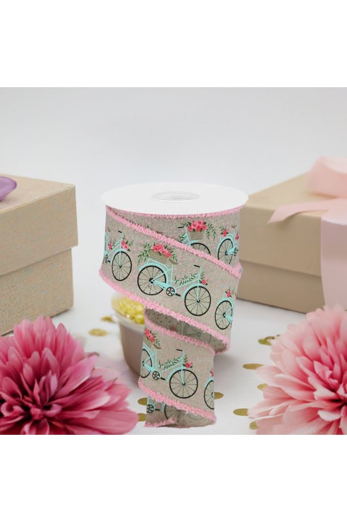 Shop For 2.5" Bicycle Royal Drift Ribbon: Lt Natural (10 Yards) at Michelle's aDOORable Creations