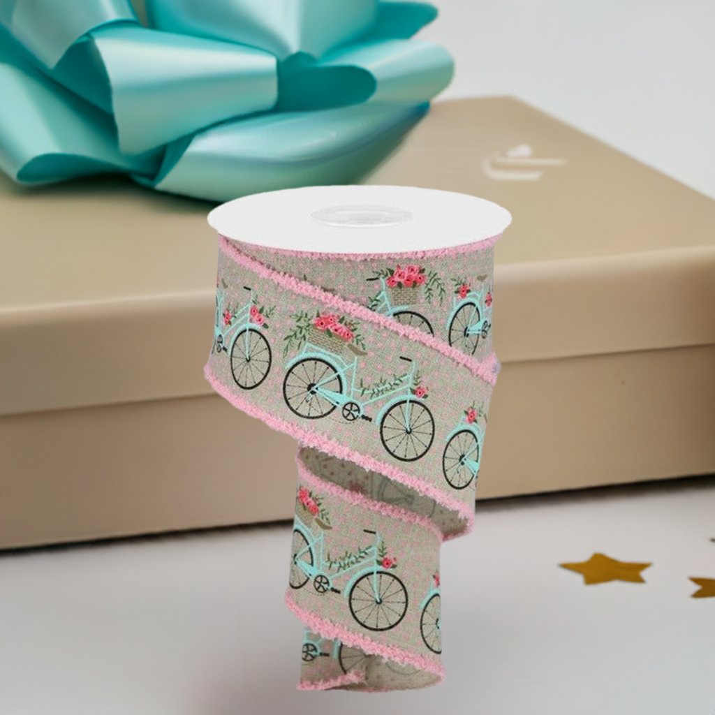 Shop For 2.5" Bicycle Royal Drift Ribbon: Lt Natural (10 Yards) at Michelle's aDOORable Creations