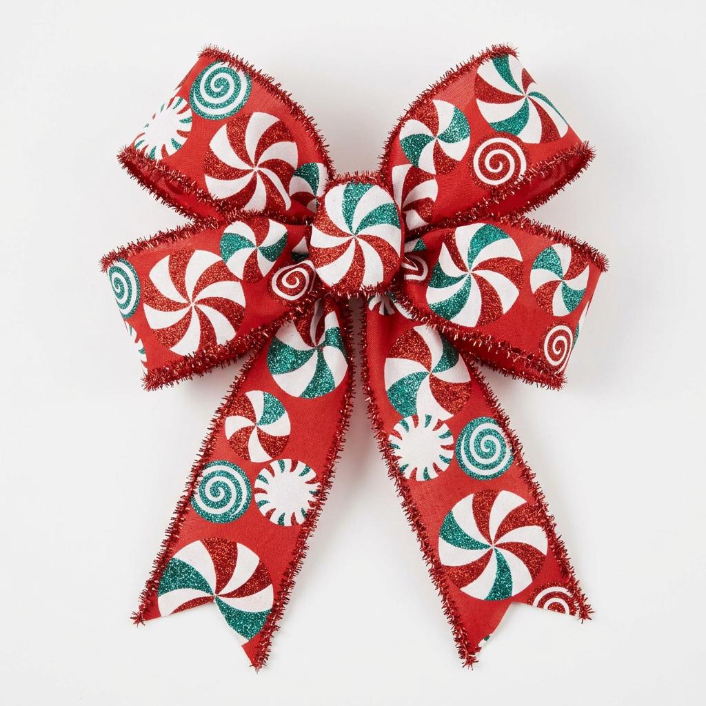 Wired edge ribbon bow for Christmas gifts