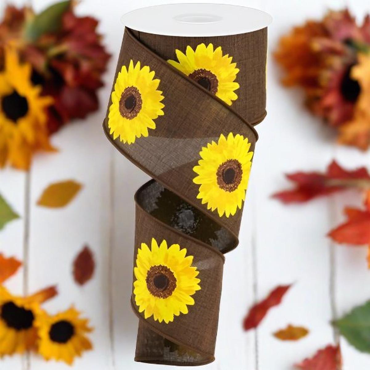 Shop For 2.5" Bold Sunflower Ribbon: Dark Brown (10 Yards) at Michelle's aDOORable Creations