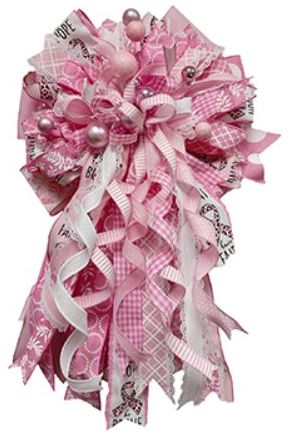 2.5" Breast Cancer Leopard Ribbon: White (10 Yards) - Michelle's aDOORable Creations - Wired Edge Ribbon