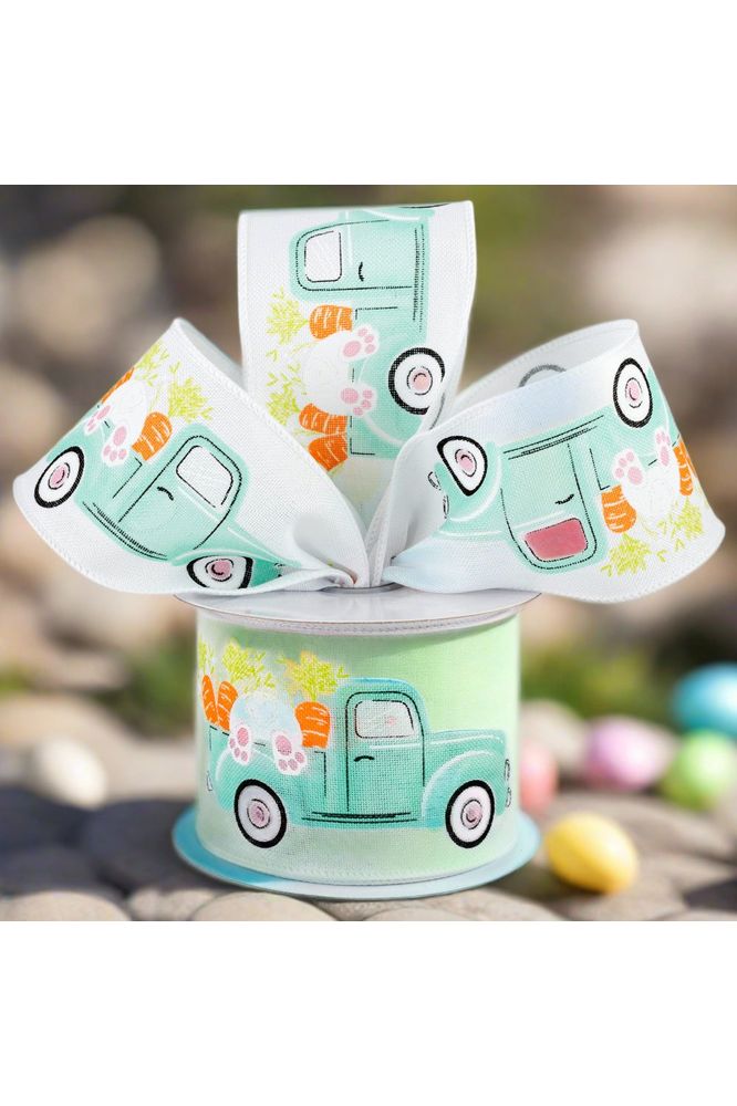 Shop For 2.5" Bunny Carrots Truck Royal Ribbon: White (10 Yards) at Michelle's aDOORable Creations