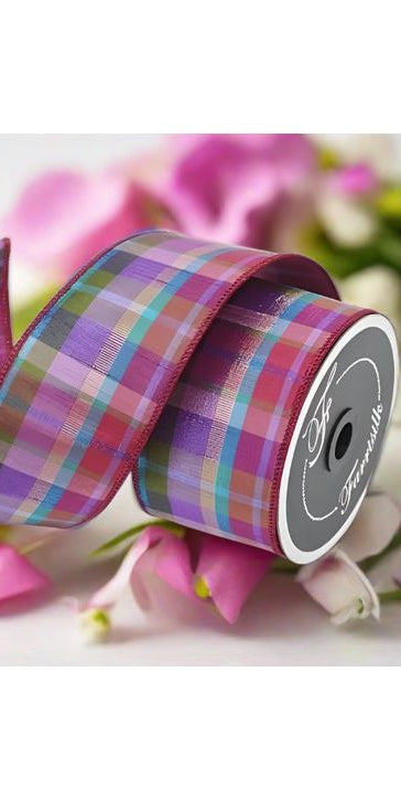 2.5" Candy Plaid Ribbon: Multi (10 Yards) - Michelle's aDOORable Creations - Wired Edge Ribbon