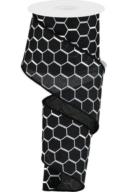 Shop For 2.5" Chicken Wire Ribbon: Black & White (10 Yards) at Michelle's aDOORable Creations