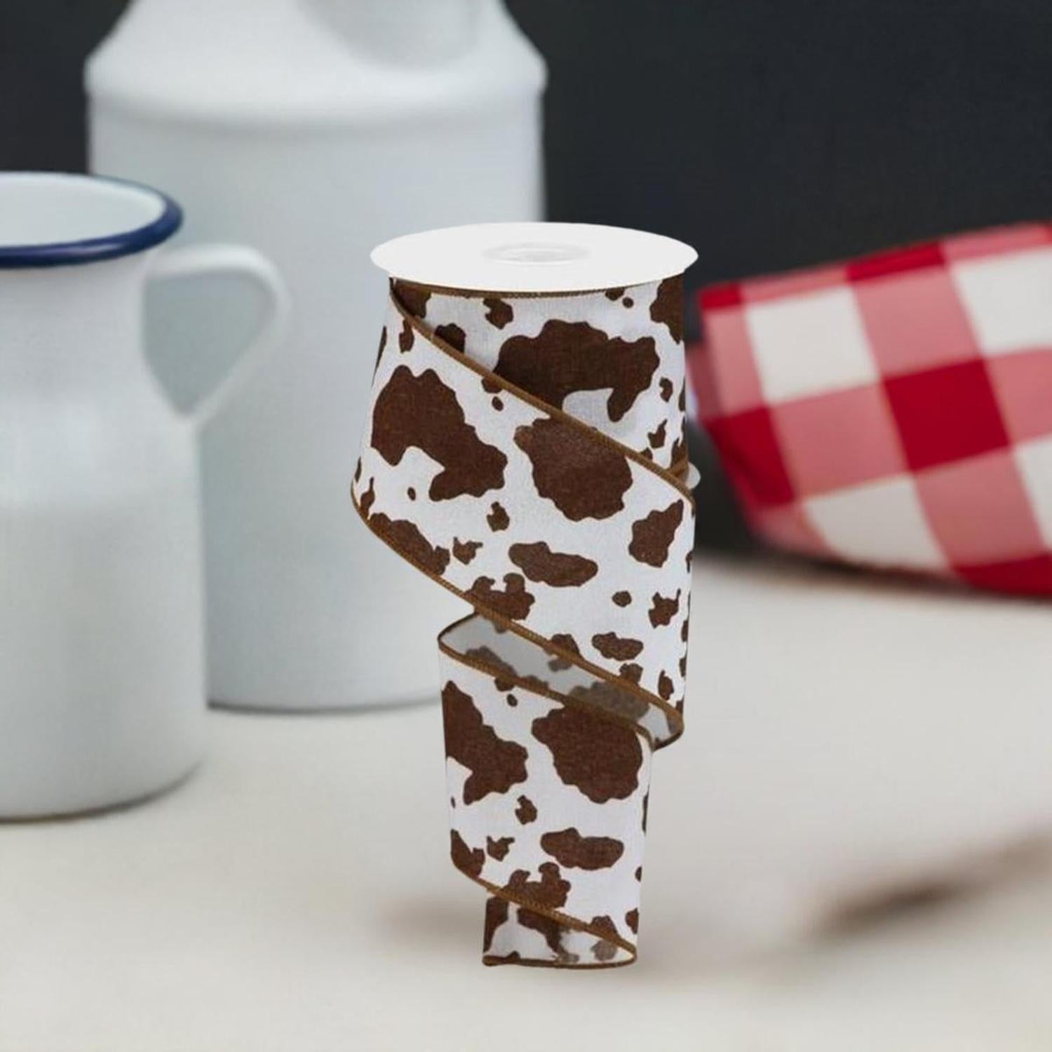 Shop For 2.5" Cowhide Fuzzy Ribbon: Brown & White (10 Yards) at Michelle's aDOORable Creations